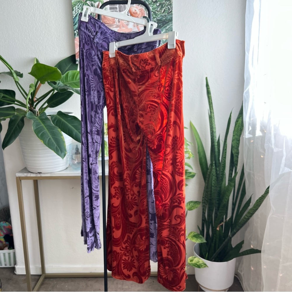 2 for 1! Urban outfitters velvet and mesh low rise funky retro pants